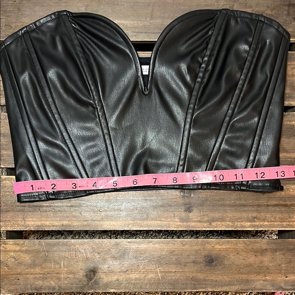 Zara Black Faux Leather Bustier Top - Picture 11 of 12